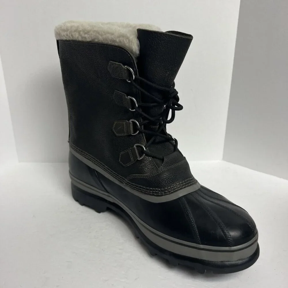 Sorel Men's Caribou Wool Lined Waterproof Boots Gray, Size 17 M
